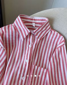 Mango - Striped Long Sleeve Button-Down Shirt