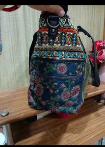 Desigual Quilted Floral Embroidered Handbag
