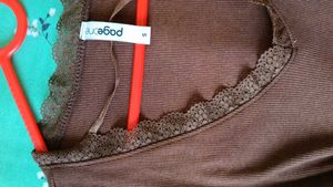 Page One Coffee Brown Lacy Top