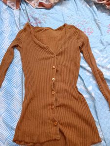 Ribbed Brown Top