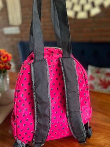 Magenta Strawberry Print Backpack