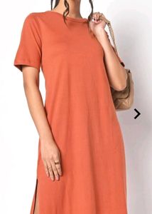 Only Cotton Tshirt Dress With Side Slit