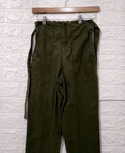 Max Women Olive Cotton Pant | Waist 26 | Hip 30