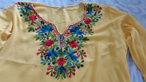 Pretty Kashmiri Embroidery Short Kurta