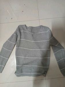 Striped Gray Knit Sweater