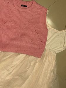Pink Knit Top &amp; Tulle Skirt Set