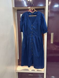 Chic Blue Button-Down Dress