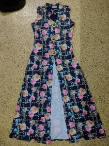 Printed Front Slit Dress With Palazzo