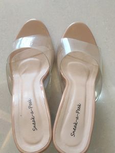 Sneak-a-Peek Chunky Heeled Sandals With Branding