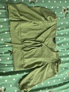 Sage Green Tie Front Top
