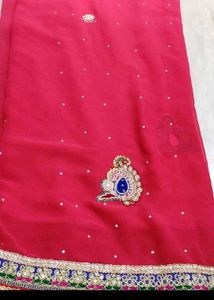 Pink Saree with Embellishments
