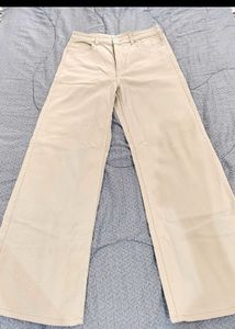 Beige Wide Leg Jeans