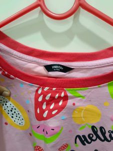Pink &#34;Hello Summer&#34; Fruit Print Tee