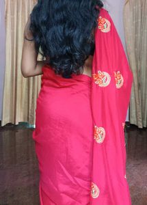 Women Red Emroidered Saree❤️