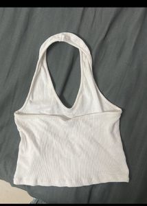 White Halter Crop Top
