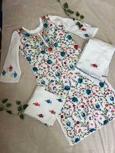 Pretty Kantha Suit With Pant And Dupatta