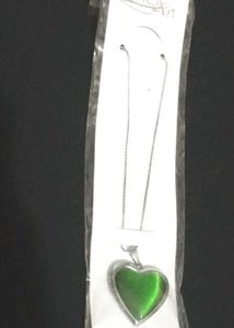 Green Open Heart Necklace. U Can Fit Photo Inside