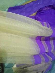 Modern Broad Striped Purple Saree