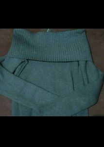 Gray Off-Shoulder Knit Top