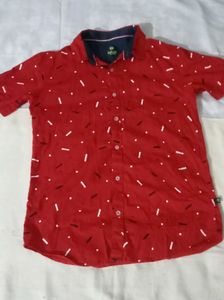 Red Patterned Casual Shirt