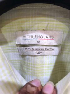 Peter England Yellow Checkered Shirt