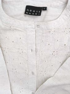 Off White Floral Embroidered Top