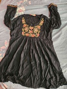 Embroidered Black Top