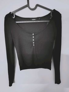 Long Sleeve Button-Up Ribbed Top