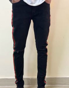 REALM Black Jeans with Side Stripe