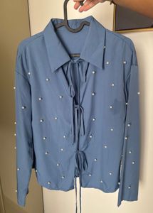 Blue Pearl Embellished Shirt