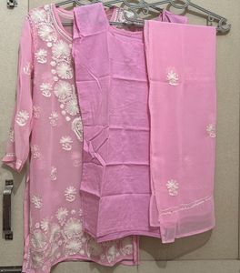 Pink Embroidered Kurta Sets