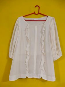 Elegant Off-White Ruffle Top