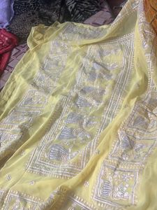 Yellow Embroidered Saree
