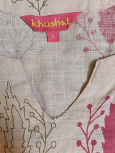 Khushal Floral Cotton Kurta &amp; Pant Set | Size L