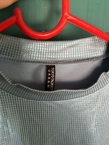 Tokyo Talkies Blue Shimmery Crop Top