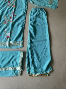 Teal Embroidered Salwar Kameez Set