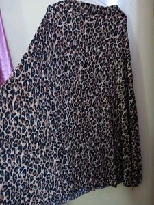 Animal Print Satin Skirt