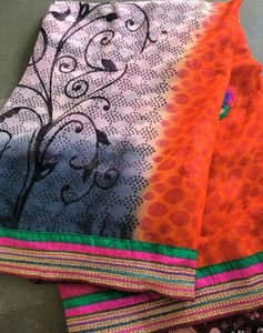 Multi Floral Print Saree 💝