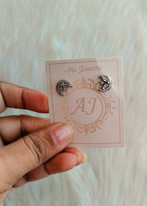 Crescent Moon Stud Earrings With Hallmark