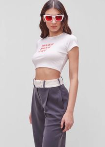 Round Neck Printed Cropped Tshirt