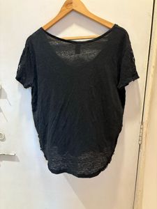 H&amp;M Black Lace Trim Top