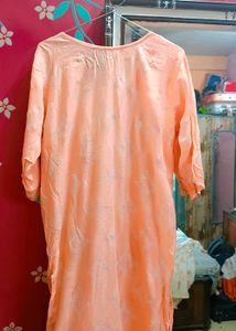 Peach Embroidered Kurti