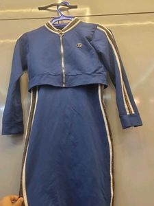 Blue Dress with Jacket Set