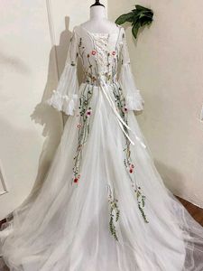White Tulle Prom Gown
