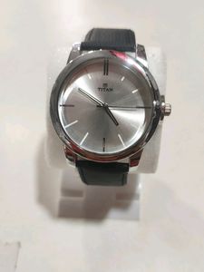 Titan Men Leather Black Dial Analog Watch