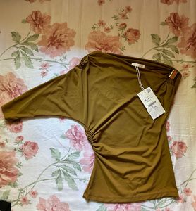 Zara asymmetric polyamide top.