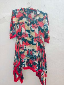 🎨 Color Splash Asymmetric Kurti 🎨