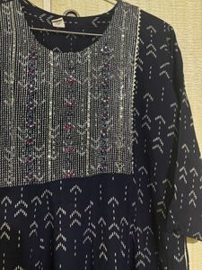 Elegant Navy Blue Printed Kurta