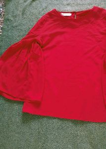 Red Bell Sleeve Top