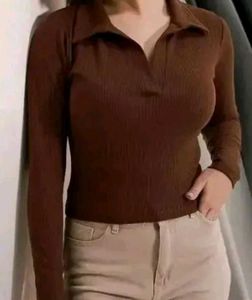 Brown Long Sleeve Top